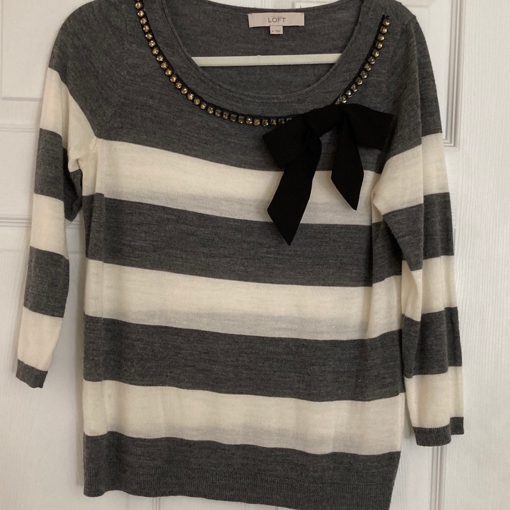 Loft-Bejeweled stripe sweater